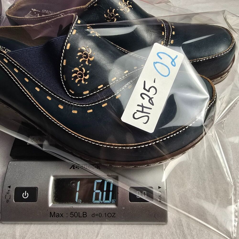 L'Artiste Chino Leather Clog Slip On Mule Womens 42 Blue Tan by Spring Step - Picture 12 of 12